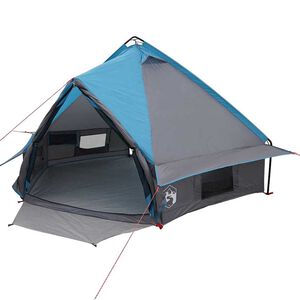 vidaXL Cort Teepee pentru 4 Persoane cu acoperiș Albastru și Gri