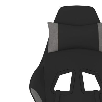 vidaXL Scaun gaming cu masaj/suport picioare, negru/gri deschis textil