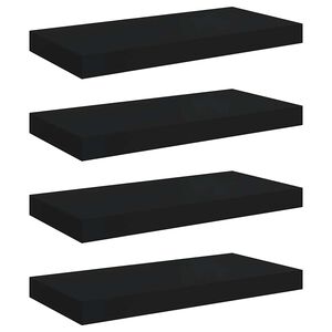 vidaXL Rafturi de perete suspendate, 4 buc., negru, 50x23x3,8 cm, MDF