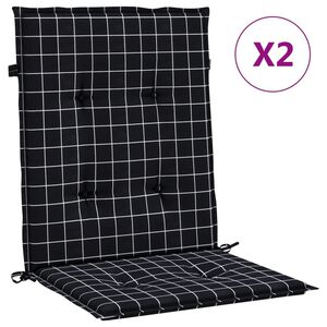 vidaXL Perne de scaun spătar jos, 2 buc. negru, model carouri, textil