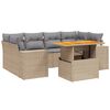 vidaXL Set canapele de grădină, 7 piese, cu perne, bej, poliratan