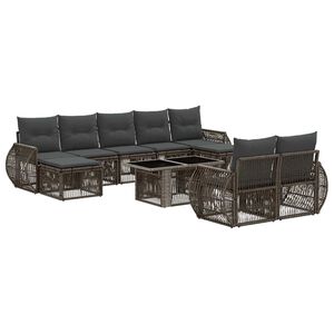 vidaXL Set de canapele pentru grădină 10 buc. Gri și gri &icirc;nchis