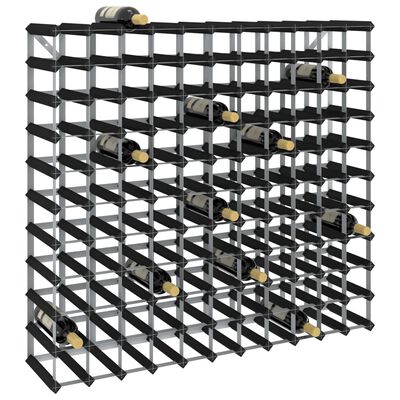 vidaXL Suport de vinuri, 120 sticle, negru, lemn masiv de pin