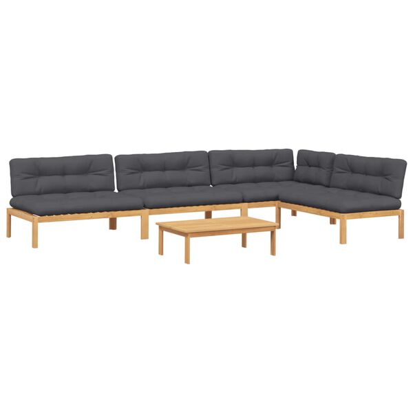 vidaXL Set canapele de grădină cu perne din paleți 5 piese lemn acacia
