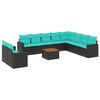 vidaXL Set canapele de grădină cu perne, 11 piese, negru, poliratan