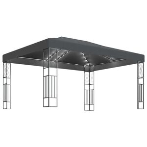 vidaXL Pavilion cu șir de lumini LED, antracit, 3x4 m, țesătură