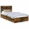 vidaXL Pat cu storage Stejar fumuriu 100 x 200 cm Lemn prelucrat