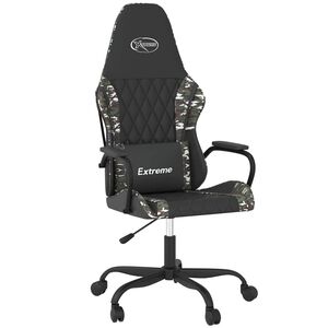 vidaXL Scaun de gaming de masaj, negru și camuflaj, piele ecologică
