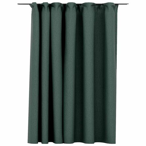 vidaXL Draperie opacă, aspect de in, verde, 290 x 245 cm, cu c&acirc;rlige