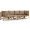 vidaXL Set mobilier de grădină cu perne gri taupe, 4 piese, bambus