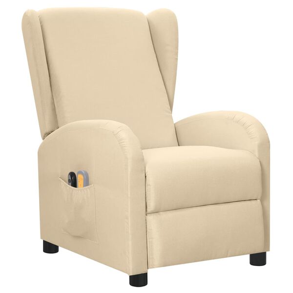 vidaXL Fotoliu de masaj electric rabatabil, crem, textil