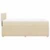 vidaXL Pat box spring cu saltea, crem, 90x190 cm, textil