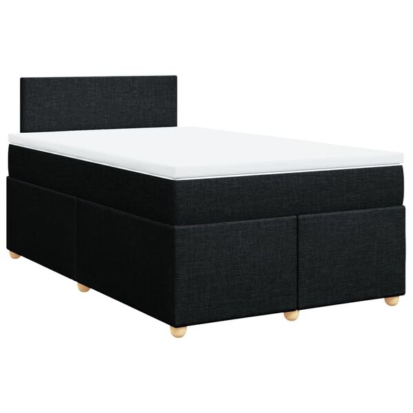 vidaXL Pat box spring cu saltea, negru, 120x190 cm, catifea