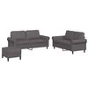 vidaXL Set de canapele cu perne, 3 piese, gri, piele ecologică