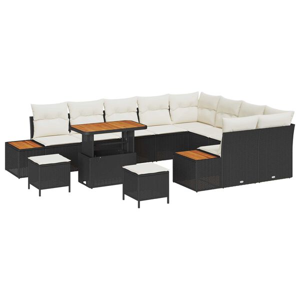 vidaXL Set de canapele pentru grădină 12 pcs Negru Rattan poli