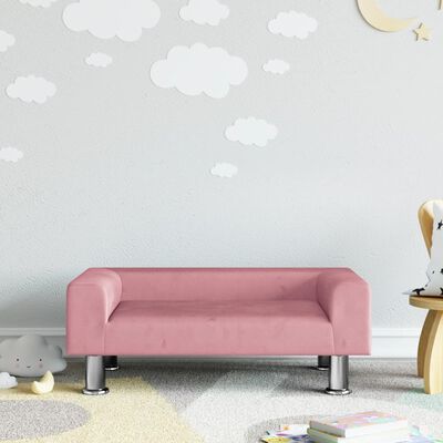 vidaXL Canapea pentru copii, roz, 70x45x26,5 cm, catifea
