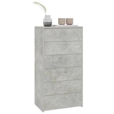vidaXL Servantă cu 6 sertare, gri beton, 50x34x96 cm, PAL