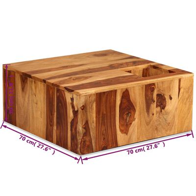 vidaXL Măsuță de cafea, 70 x 70 x 30 cm, lemn masiv de sheesham
