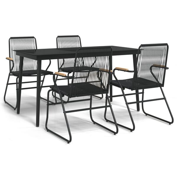vidaXL Set mobilier de grădină, 5 piese, negru, ratan PVC