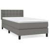 vidaXL Pat box spring cu saltea, gri &icirc;nchis, 90x200 cm, textil