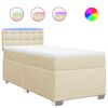 vidaXL Pat box spring cu saltea, crem, 90x200 cm, textil