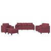 vidaXL Set canapea cu perne, 4 piese, roșu vin, material textil