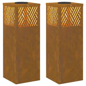 vidaXL Lumină LED Solară pentru Alei 2 buc. Alb cald 18 x 18 x 50 cm