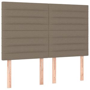 vidaXL Tăblie de pat gri taupe 144x5x118/128 cm, material textil