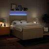 vidaXL Pat box spring cu saltea, crem, 140x200 cm, textil