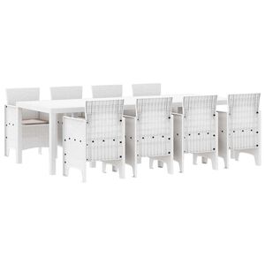 vidaXL Set de masă pentru grădină 9 pcs Gri deschis Ratan Polt