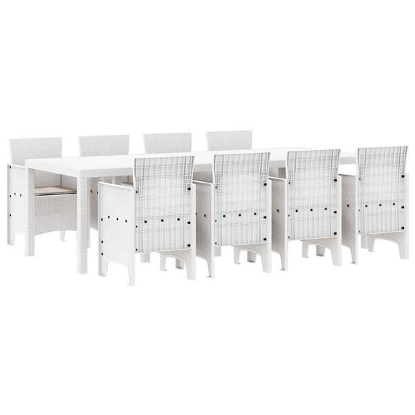 vidaXL Set de masă pentru grădină 9 pcs Gri deschis Ratan Polt