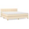 vidaXL Pat box spring cu saltea, crem, 160x200 cm, material textil