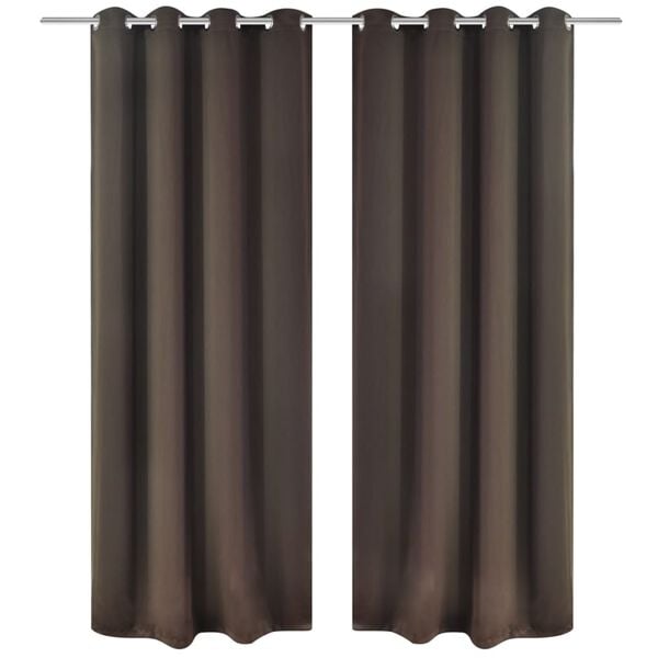 vidaXL Draperii opace cu ocheți metalici, 2 buc, 135 x 175 cm, maro