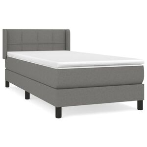 vidaXL Pat box spring cu saltea, gri &icirc;nchis, 80x200 cm, textil