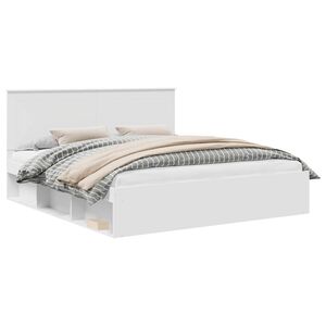 vidaXL Cadru de pat cu headboard Alb 180 x 200 cm Lemn de pin masiv