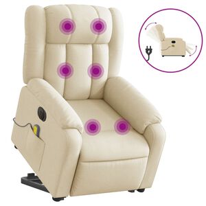 vidaXL Fotoliu electric de masaj rabatabil cu ridicare, crem, textil