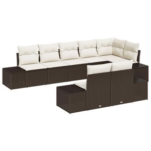 vidaXL Set de canapele pentru grădină 8 pcs Maro și Crem Rattan poli