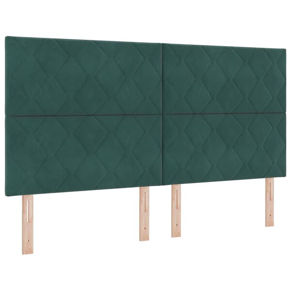 vidaXL Tăblie cap cu headboard Verde &icirc;nchis 180 cm Catifea