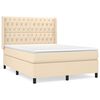 vidaXL Pat continental cu saltea, crem, 140x200 cm, material textil