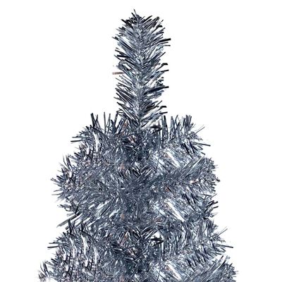 vidaXL Brad de Crăciun pre-iluminat slim, argintiu, 180 cm