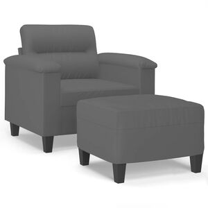 vidaXL Fotoliu canapea cu taburet, gri &icirc;nchis, 60 cm, microfibră