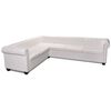 vidaXL Canapea colțar Chesterfield, piele artificială, 6 locuri, alb