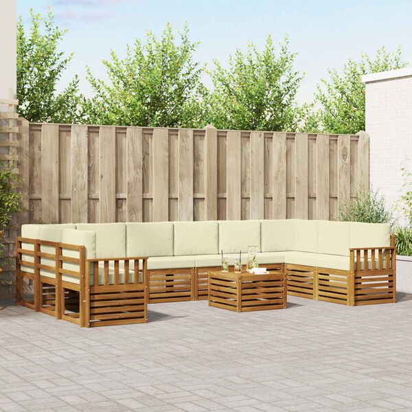 vidaXL Seturi de canapele 11 pcs Natural și Crem Lemn Solid de Acacia