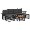 vidaXL Set de canapele de exterior 7 pcs Negru și Gri &icirc;nchis Poliester