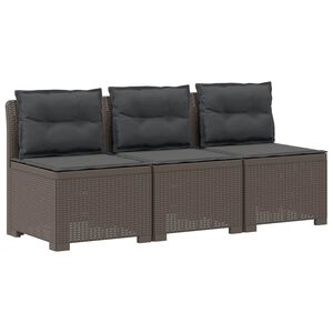 vidaXL Sofa de grădină cu 3 locuri, cu perne, aspect de rattan PP