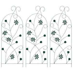 vidaXL Gard de Grădină 3 buc. Verde 112 x 39,5 cm Oțel