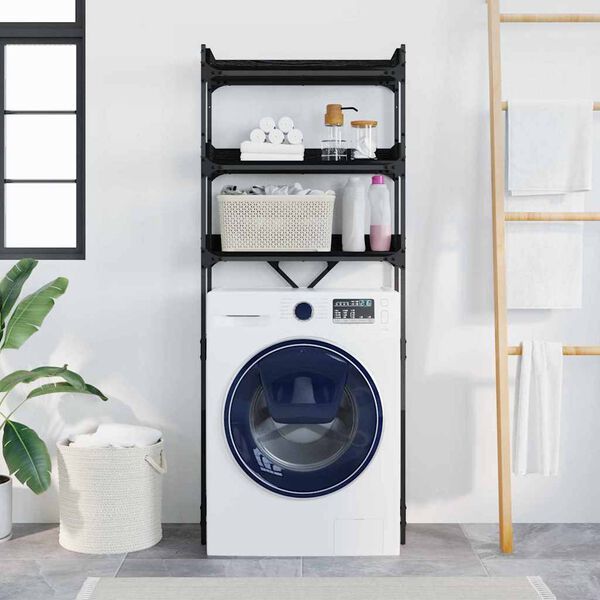 vidaXL Raft pentru mașină de spălat cu raft Negru 0ak 67 x 25 x 163 cm