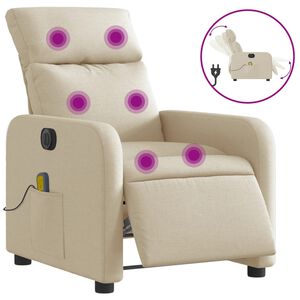 vidaXL Fotoliu electric de masaj rabatabil, crem, textil