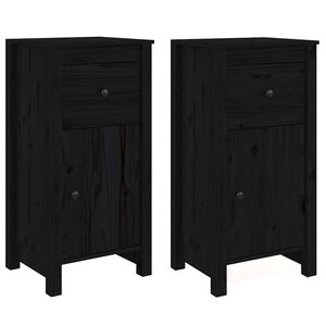vidaXL Servante, 2 buc., negru, 40x35x80 cm, lemn masiv de pin