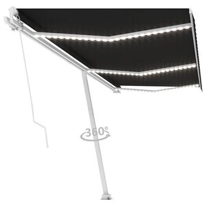 vidaXL Copertină retractabilă manual cu LED, antracit, 600x300 cm